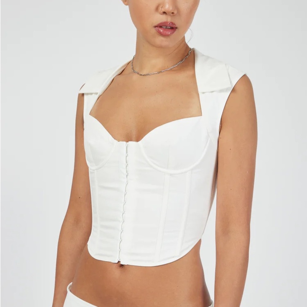DANIELLE GUIZIO COLLARED SOLDOUT BUSTIER TOP